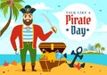 International Talk Like A Pirate Day Vector Illustration with Cute Pirates Cartoon Character in Hand Drawn Template Royalty Free Stock Photo