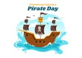 International Talk Like A Pirate Day Vector Illustration with Cute Pirates Cartoon Character in Hand Drawn Template