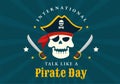 International Talk Like A Pirate Day Vector Illustration with Cute Pirates Cartoon Character in Hand Drawn Template Royalty Free Stock Photo