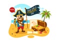 International Talk Like A Pirate Day Vector Illustration with Cute Pirates Cartoon Character in Hand Drawn Template