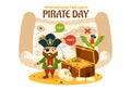 International Talk Like A Pirate Day Vector Illustration with Cute Pirates Cartoon Character in Hand Drawn Template Royalty Free Stock Photo