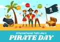 International Talk Like A Pirate Day Vector Illustration with Cute Pirates Cartoon Character in Hand Drawn Template Royalty Free Stock Photo