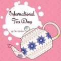 International tea day background with vintage teapot Royalty Free Stock Photo