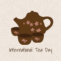 International tea day. Tea set on an abstract background. Hand-drawn vector illustration Royalty Free Stock Photo
