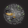 International Tea Day. Vector illustration. Circle shape. Royalty Free Stock Photo