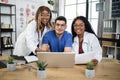 International team of three doctors having meeting at hospital Royalty Free Stock Photo