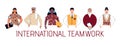 International teamwork with multiracial people, vector illustration isolated.