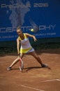 White yellow dress tennis woman defense