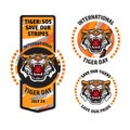 International Tiger Day badge template set. Vectror.