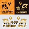 International Tiger day poster illustration. July 29. Template for your design. Vector card with isolated fla