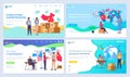 International trade concept landing page template set, sell worldwide on online marketplace Royalty Free Stock Photo