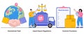 International Trade, Import-Export Regulations, and Customs Procedures Concept with Character. Global Commerce Abstract Vector