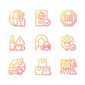 International trading gradient linear vector icons set