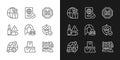 International trading linear icons set for dark and light mode