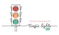 International traffic lights day vector background, banner, poster with lettering traffic lights. Semaphore one line art Royalty Free Stock Photo