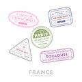 International travel visa stamps. Royalty Free Stock Photo