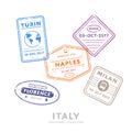 International travel visa stamps. Royalty Free Stock Photo