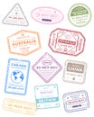 International travel visa stamps. Royalty Free Stock Photo