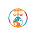 International tribunal and Supreme court logo concept. Scales on globe icon design.