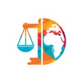 International tribunal and Supreme court logo concept. Scales on globe icon design.