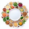 International vegan day celebration with roundly arranged plates of vegan food ai generated