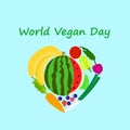 International vegan day concept background, flat style