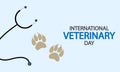International Veterinary Day paw prints and stethoscope