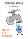 International water day card of tap water waste