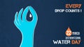 International water day 22 march human hand card