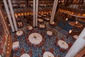 INTERNATIONAL WATERS - Feb 2, 2012: The Britannia Restaurant on the QM2 is the home of elegant fine dining. The QM2 underwent an