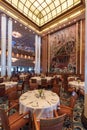 INTERNATIONAL WATERS - Feb 2, 2012: The Britannia Restaurant on the QM2 is the home of elegant fine dining. The QM2 underwent an