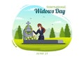 International Widows Day Vector Illustration on June 23 with Woman Mourns and Injustice Faced by Widow in Flat Cartoon Hand Drawn