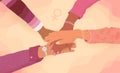 International Women s Day unity with hands stacked showing diversity equality and female empowerment Royalty Free Stock Photo