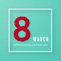 International women day. March 8 greeting postcard. Eight is made of hearts in white frame. Website banner concept. Vector Royalty Free Stock Photo