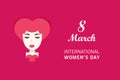 International women`s day and Happy Mother`s Day poster, background and wallpaper. Woman sex gender sign with head character