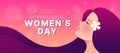 International women\'s day - head of woman long hair with flower on pink background vector design Royalty Free Stock Photo