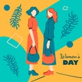 International Women`s Day, Illustration of Happy Womens greeting