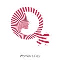 International womenÂ´s day ilustration with a woman head profile in a female gender sign