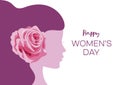 International Women\'s Day March 8 greeting card with woman face in profile vector Royalty Free Stock Photo