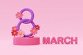 International Women\'s Day. 8 march. Number 8 with flowers. Mother\'s Day. 3d rendering