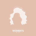 International Women`s Day. March 8. Woman silhouette with blonde wavy hair. Vector illustration, flat design