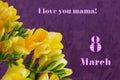 International Women`s Day and Mother`s Day greeting card Royalty Free Stock Photo