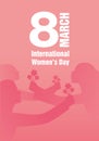 International Women`s Day. Silhouettes of women with outstretched arms holding bouquets of flowers. Royalty Free Stock Photo