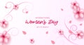 International women\'s day vector background. Women\'s day text in empty space with cherry blossom Royalty Free Stock Photo