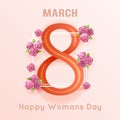International women s 8 march day greeting card flowers frame vector illustration Royalty Free Stock Photo
