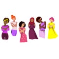 International Women's Day 2023,Embrace Equity concept.Diverse women hugging herself vector illustration