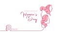 International womens day card. Diversity women. Vector illustration continuous one line drawing with pink colors background Royalty Free Stock Photo