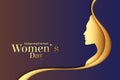 international womens day event background with golden female face