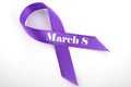 International Womens Day, March 8, purple ribbon Royalty Free Stock Photo