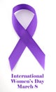 International Womens Day, March 8, purple ribbon Royalty Free Stock Photo